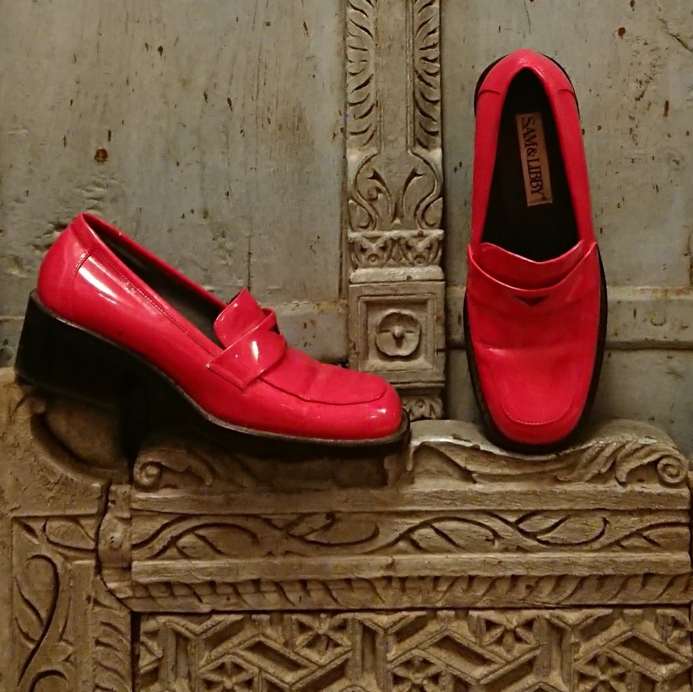 Funky hot pink loafers